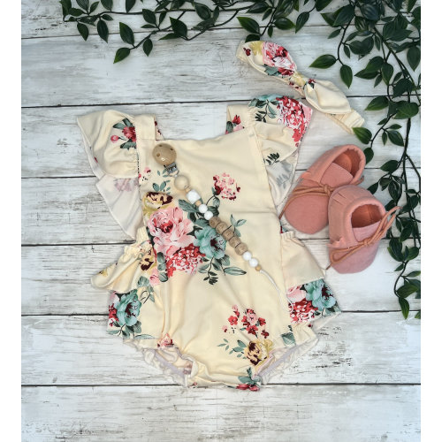 Baby Girl Romper Set, Floral Romper with matching Headband, Newborn Romper Baby Girl Outfits Baby Romper Newborn Girl Clothes Boho Baby Girl
