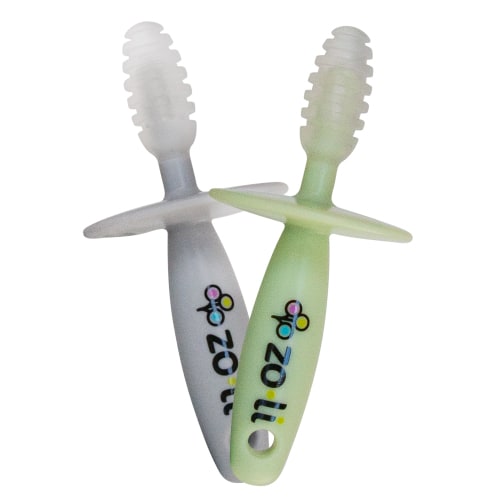 ZoLi CHUBBY GUMMY Baby Teething Sticks - 2 pack Sage Green / Ash Grey | Teething Toy, Relief for Sore Gums, Perfect Baby Shower Gift