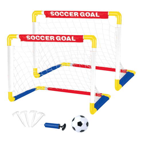 Play Day Foldable Soccer Set (2 Folding Goals, Ball, Inflating Pump, & 4 Stakes) Children Ages 3+