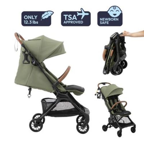 BabbleRoo HopLite Ultralight Compact Lightweight Baby Stroller For Airplane – Travel Stroller for Newborn from Birth to 55 lbs, Seagrass