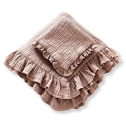 Leyl&Ari Toddler Blanket | 100% Organic Cotton Baby Girl Blanket (Dusty Rose)