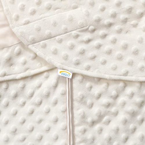 HALO Sleepsack Swaddle, 3-Way Adjustable Wearable Blanket, TOG 3.0, Velboa, Cream Plush Dots, Small, 3-6 Months