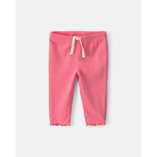 Baby Girl Pull-On Ribbed Leggings - Coral | Carter's