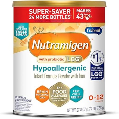 Enfamil Nutramigen Hypoallergenic Baby Formula with Iron, Lactose Free, Colic Relief from Cow's Milk Allergy Starts in 24 Hours, Brain Building DHA, Probiotic LGG for Immune Support, 27.8 Oz Can