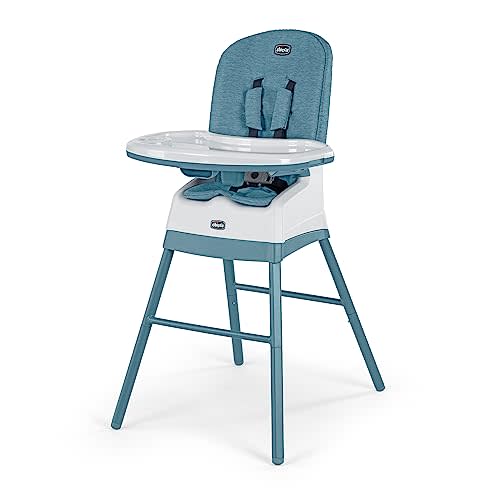 Chicco Stack® Hi-Lo 6-in-1 Multi-Use Convertible High Chair, Reclining High Chair for Babies and Toddlers Easy-Clean Baby Booster Toddler Seat Combo | Tide/Blue/Green