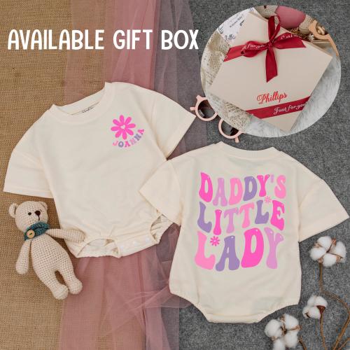 Custom Daddy's Little Lady Romper Short - Sleeve, Father Daughter, Oversized Romper, Cute Daddy's Girl, Fathers Day Outfit, Infant Outfit