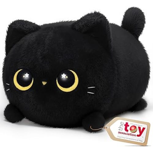 Black Cat Plush, Cute Cat Plushies Toy, Soft Kitten Plushie Cuddle Pillow, Anime Plushie Doll, Cute Stuff Toys Gift for Girls, Boys and Males (16 Inch)