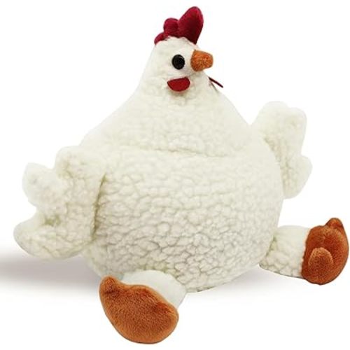 Sanlykate Fabric Decorative Door Stopper, 2.2LB Cute Interior Animal Doorstops, Anti Collision Heavy Duty Door Stoppers for Home, Book Stopper Weighted Floor Wall Protector, Chicken White