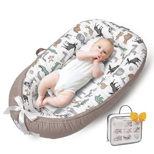 Baby Lounger-Baby Lounger for Newborn,Breathable & Soft Baby Nest Cover Co-Sleeping for Baby 0-24 Months, Babies Essentials Gifts Portable Infant Lounger，Baby Floor Seat for Home and Travel(Animal)