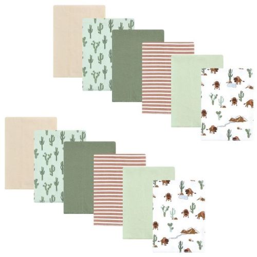 Hudson Baby Boys Cotton Flannel Burp Cloths 12-pack Bundle, Wilderness, One Size