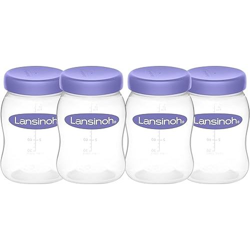 Lansinoh Breastmilk Storage Breast Pump Bottles, 4 Count