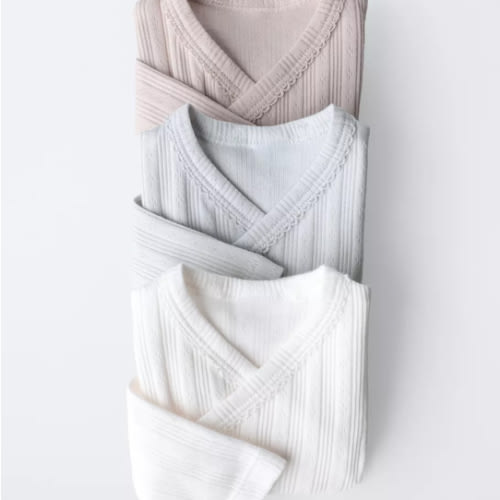 0-6 MONTHS/ THREE-PACK OF LONG SLEEVE KIMONO COLLAR BODYSUITS - Multicolored | ZARA United States