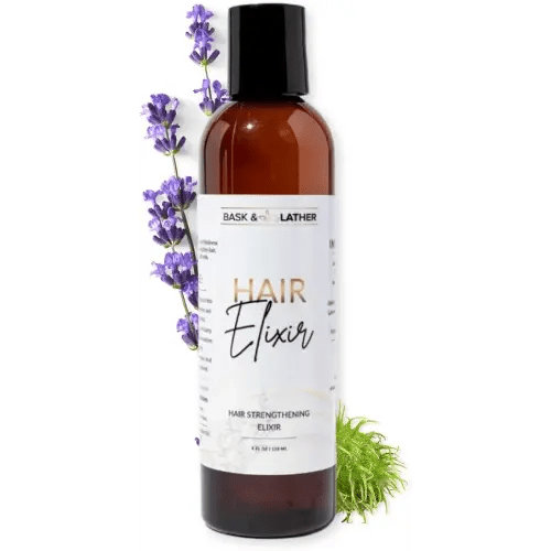 BASK & LATHER Elixir Hair Strengthening Oil, Jamaican Black Castor Oil, For Volume, Thickness, Detangle, De Frizz, Conditions New Hair Growth, 4 fl oz