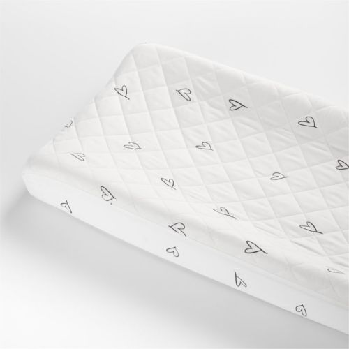 Charcoal Heart Organic Baby Changing Pad Cover by Leanne Ford