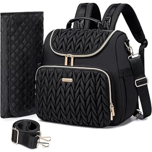 4 in 1 Convertible Diaper Bag Backpack,Waterproof Baby Diaper Bag with Changing Pad,Converts into Baby Tote Bag,Diaper Backpack,Stroller Bag and Crossbody Diaper Bag