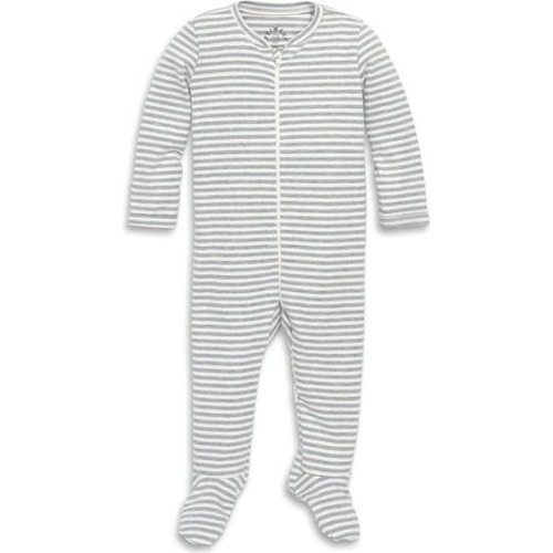 Baby Organic Zip Footie In Stripe, 0-3M