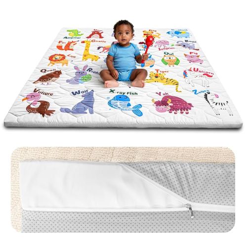 Foam Baby Play Mat 50x50, Removable and Machine Washable Cover, Thicken Cushioning Playmat and Perfect for Playpen, Non-Slip Bottom, Easy to Clean for Infants, Toddlers & Babies(Animal)