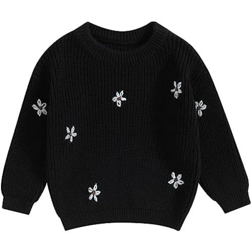 Mubineo Baby Girl Winter Clothes Cute Flower Sweater Crewneck Pullover Long Sleeve Knit Newborn Infant Sweaters
