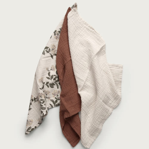 Garbo & Friends Muslin Burp Cloth 3pcs - Honeysuckle