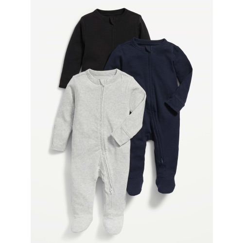 Unisex 3-Pack Sleep & Play 2-Way-Zip Footed One-Piece for Baby
