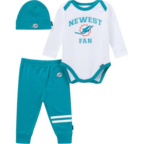 Gerber NFL baby-boys 3-piece Onesie Bodysuit, Active Pant and Cap Set