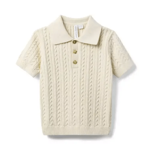 Boy Soft Beige The Cable Knit Polo by Janie and Jack