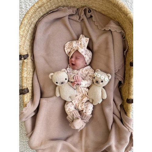 Frill Zip Romper | Paisley Coffee – Little and Fern