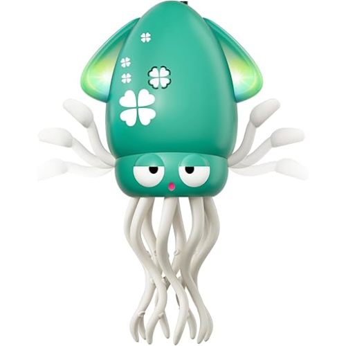 Dancing Octopus Baby Toy, Electric Crawling Octopus Tummy Time Toy, Rechargeable Magic Dancing Music Squid for 3 4 5 6 Year Old Kids Boy Girl Birthday Gifts, Funny Squid for Office Desk Decor