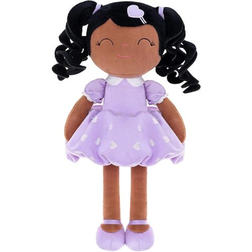 Gloveleya Baby Doll Gifts Plush Curly Girl Toys with Love 16" Purple Tanned Skin