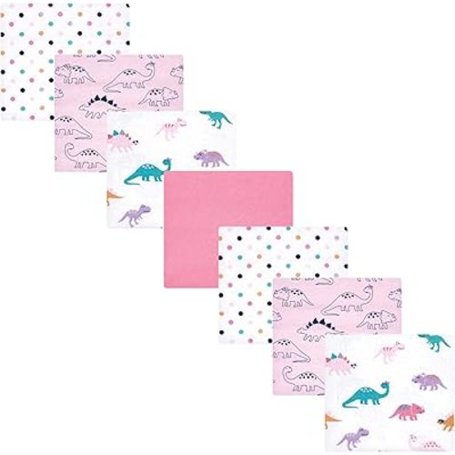 Hudson Baby Unisex Baby Cotton Flannel Receiving Blankets Bundle, CuteASaurus, One Size