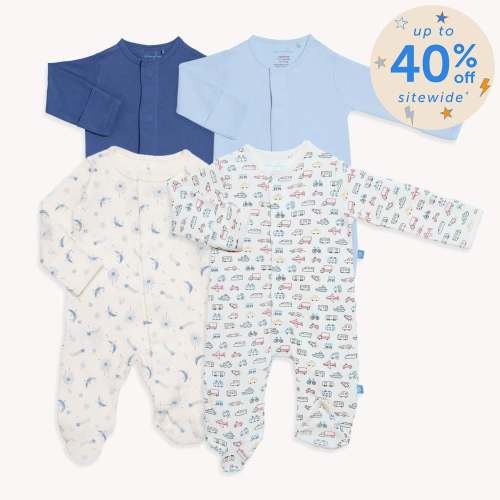 midnight motoring organic cotton magnetic footies | 4 set