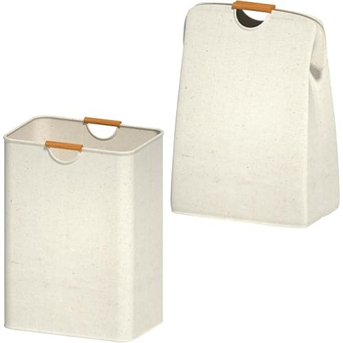 Laundry Basket, White Laundry Hamper with Handle Laundry Basket Dorm Waterproof Dirty Clothes Hampers for Bedroom Laundry Room Bathroom