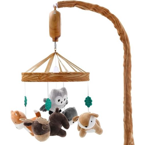 The Peanutshell Crib Mobile for Boys or Girls - Woodgrain Musical Baby Crib Mobile with 12 Lullabies, Whimsical Woodland Baby Whimsical Woodland Nursery Decor