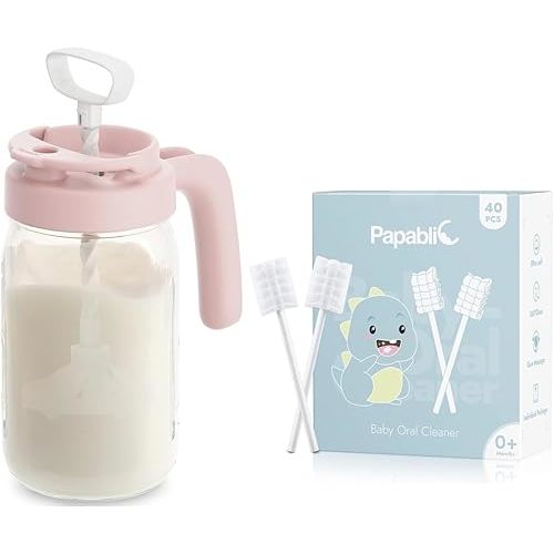 Papablic Baby Tongue Cleaner and Glass Formula Mixing Pitcher