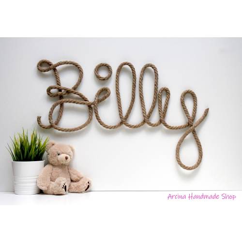 Large Wall Name Sign For Nursery, Rope Name Personalized Wall Decor, Beach Style Giant Name Wall Decor