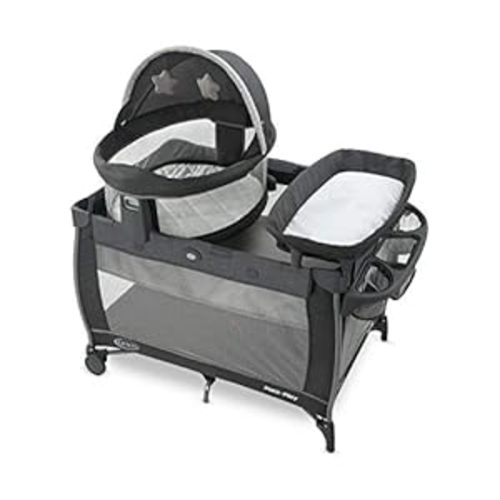 Graco Pack n Play Dome LX Playard with Baby Bassinet, Lightweight Portable Crib, Push-Button Fold Travel Crib, Redmond, Convertible