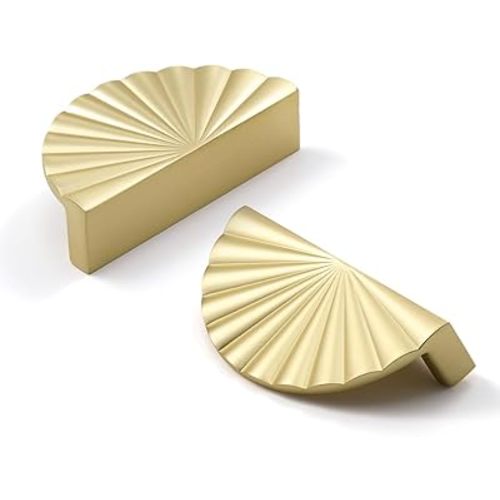 10 Pack Brushed Gold Cabinet Pulls 3" Hole Center Cup Flat Brass Drawer Pulls Kitchen Cupboard Bathroom Dresser Cabinet Hardware Handles Zinc Alloy