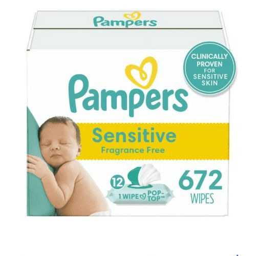 Pampers Baby Wipes Sensitive Perfume Free 12X Pop-Top Packs 672 Count