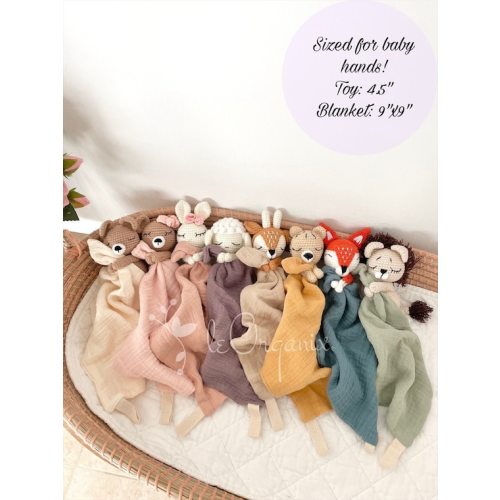 Personalized Baby Lovey, Baby Rattle, Baby Shower Gift, Baby Toy, Animal Toy, Organic Toy, Muslin Toy, Crochet Toy, Bear, Deer, Bunny, Lion - Etsy