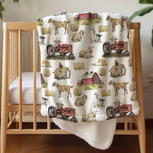 Tractor Blanket Boy Farm Nursery Crib Bedding Personalized Name Baby Blanket Gift for New Baby Shower Gift Minky Blanket Tractor Nursery Boy