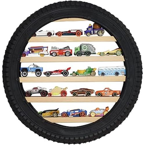 Model Car Display Case Stand - Toy Cars Organizer Wall Display Tire Shelf Cabinet - Holds Up to 18 Diecast 1/64 Car Collectibles - Compatible with Hot Wheels Matchbox - Wheel Diameter 16 Inch