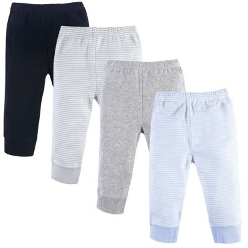 Luvable Friends Baby and Toddler Boy Cotton Pants 4pk, Powder Blue Stripe, Size: 0-3 months