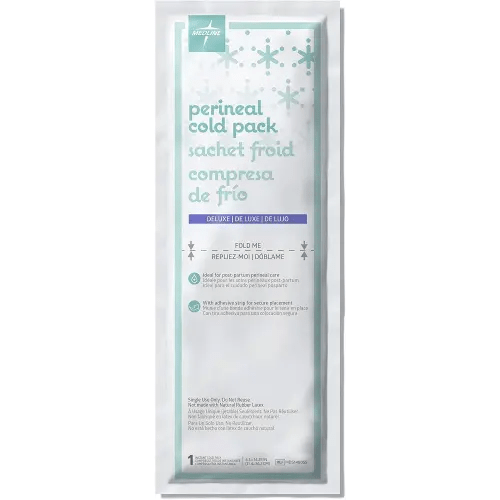 Medline Deluxe Perineal Cold Packs with Adhesive Strip, 4.5" x 14.25", Pack of 24, Ideal for Postpartum Perineal Care