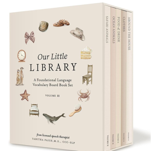 Our Little Library Vol. 2: First 100 Words Board Book Box Set, including Ocean Animals, Safari Animals, Food and Drink, Clothes, and Around the House (Tabitha Paige Children's Book Series)