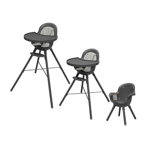 Boon Grub Adjustable Baby High Chair - Includes Dishwasher Safe Baby Seat - Baby Sitting Support for Mealtime - Convertible High Chair for Babies and Toddlers 6 Months to 6 Years - Gray - Grub Highchairs - Gray Highchair