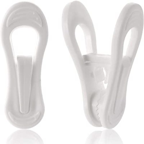Yopay 50 Pack Hanger Clips for Hangers, Multi-Purpose Plastic Hanger, Easily Clip on Clothing Pants, Strong Pinch Finger Clips for Home, Office, Travel, White