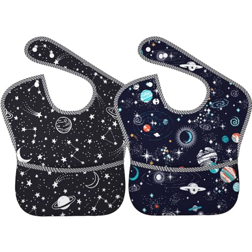Qwalnely Bibs Cute Baby Stuff 2Packs for 6-24 Months Waterproof Washable Fabric