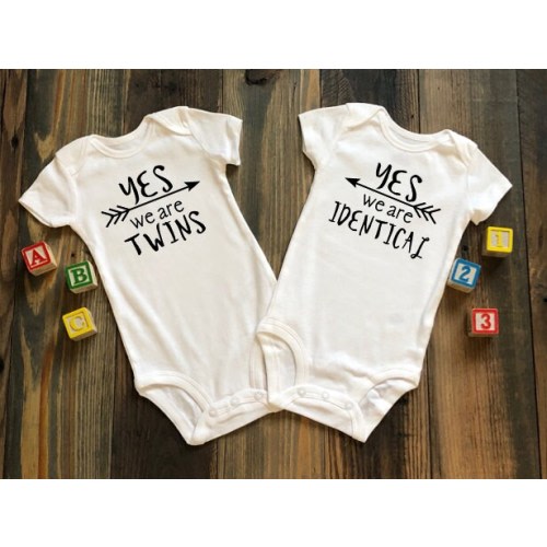 Identical Twin Baby Bodysuits or Toddler Shirts, Yes We Are Twins Yes We Are Identical, Twin Baby Shower Gift, Gender Neutral Twin Clothes