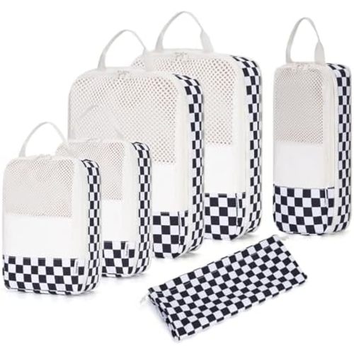 Narwey 6 Set Compression Packing Cubes for Travel Kids Women Carry on, Packing Organizers Bag for Backpack Luggage Suitcase Duffle Bags
