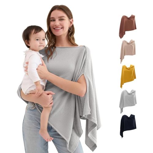 Momcozy Nursing Cover for Breastfeeding, Breathable Soft Privacy Poncho, Multi-Use Nursing Shawl, Portable Breast Feeding Covers for Women, Includes Laundry Bag